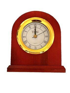 TIME MAGAZINE Wooden Mantle or Desk Clock Quartz 5 3/4" tall